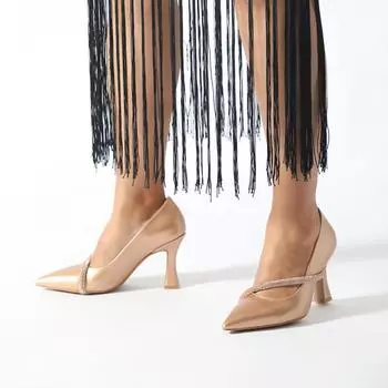 Женские вечерние туфли на каблуке с перекрещивающимися лентами и лентой