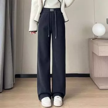 Женские вельветовые брюки, эластичные, с высокой талией, прямые, широкие, длинные брюки, однотонные L абрикосовый