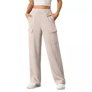 Женские вельветовые брюки-клеш с эластичной талией, расклешенные брюки M бежевый