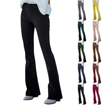 Женские вельветовые брюки-клеш с эластичной талией, расклешенные брюки XL красный