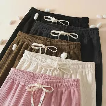 Женские вельветовые брюки с высокой талией и широкими штанинами: Европейский хлопковый бархат, осень/зима, тонкий драп, бархат плюс, повседневный прямой крой. Large