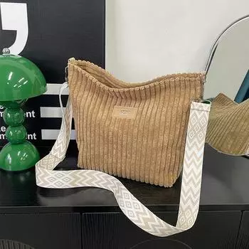 Женские вельветовые сумки через плечо большой вместимости однотонные сумки для ежедневных поездок сумки кросс-боди 32x10x25cm хаки