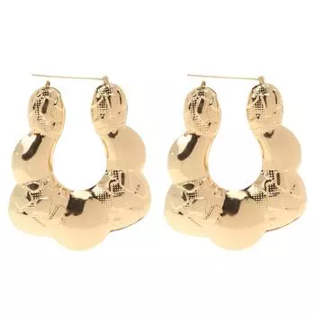 Женские великолепные массивные массивные серьги-кольца огромных размеров золотого тона