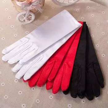 Женские великолепные наручные перчатки, свадебные танцевальные вечерние атласные модные платья для выпускного вечера, аксессуары, короткие митенки белый