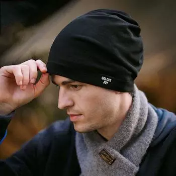 Женские велосипедные шапки Зимние беговые походные мужские шапки Ветрозащитная кепка Защита ушей Мужские шапки чёрный