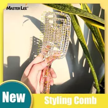 Женские вентилируемые салонные инструменты для укладки, прозрачная блестящая расческа от комаров, пластиковая расческа с полыми ребрами, женская прямая расческа для вьющихся волос, пушистая расческа для укладки прозрачный