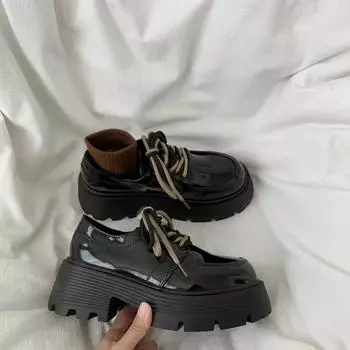Женские весенне-летние новые черные туфли на плоской платформе, женские мокасины, туфли-лодочки, дизайнерские повседневные кожаные оксфорды 35