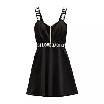 Женские весенне-летние платья с v-образным вырезом и высокой талией, рюшами, модные повседневные пляжные платья, комплект L чёрный