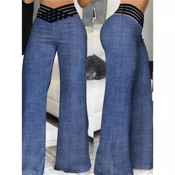 Женские весенне-летние прямые широкие брюки с открытой проймой, повседневные офисные брюки 3XL