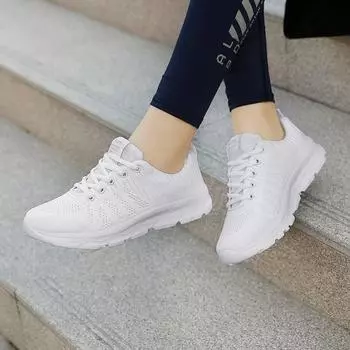 Женские весенне-летние сетчатые дышащие повседневные кроссовки для бега 35 белый