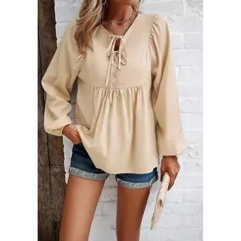 Женские весенне-летние темпераментные однотонные топы с v-образным вырезом и длинными рукавами, элегантные блузки, пуловеры