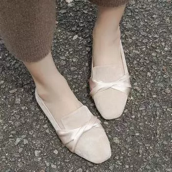 Женские весенне-летние туфли на плоской подошве с квадратным носком, однотонные простые туфли из сои 43 чёрный