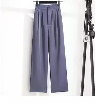 Женские весенне-летние женские повседневные свободные повседневные шифоновые прямые широкие брюки большого размера L темно-серого