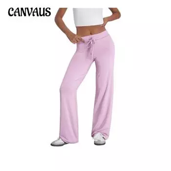 Женские весенне-осенние домашние брюки с завязками, свободные, широкие, удобные, легкие, повседневные, с высокой талией S чёрный