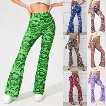 Женские весенне-осенние гофрированные расклешенные брюки с эластичной резинкой на талии для отдыха и занятий йогой XXL синий