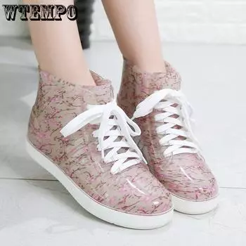 Женские весенне-осенние модные короткие резиновые сапоги в корейском стиле, летняя нескользящая водонепроницаемая обувь 35