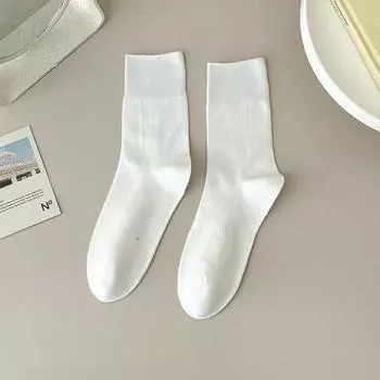 Женские весенне-осенние однотонные носки-трубы из чистого хлопка без косточек, не скатывающиеся 1 pair