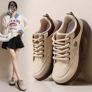 Женские весенне-осенние повседневные износостойкие нескользящие кроссовки с круглой головкой и буквами, увеличивающие пластины 39