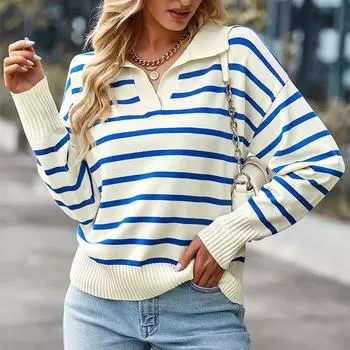 Женские весенне-осенние свитера в полоску, вязаный кардиган, модные повседневные короткие топы с длинными рукавами S чёрный