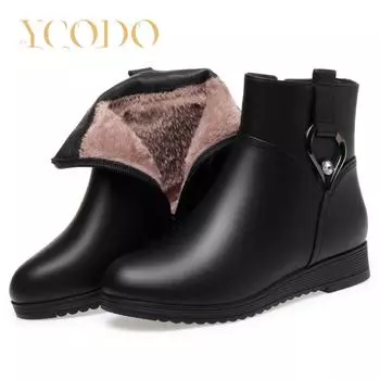 Женские весенне-зимние ботильоны из кожи и бархата, удобные кожаные ботинки 42 чёрный