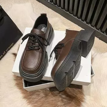 Женские весенние черные туфли на плоской подошве со шнуровкой на платформе, женские мокасины, дизайнерские повседневные кожаные оксфорды Q67 40