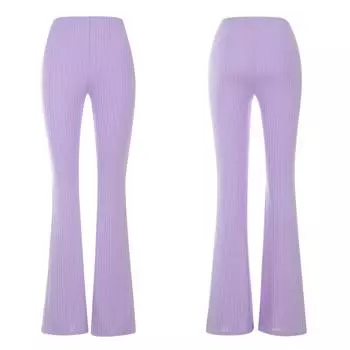 Женские весенние фиолетовые повседневные эластичные расклешенные брюки с высокой талией, брюки M фиолетовый