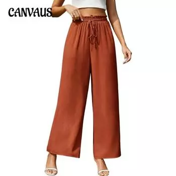 Женские весенние и летние новые широкие брюки с эластичным поясом, широкие брюки с высокой талией, длинные юбки, женские S чёрный