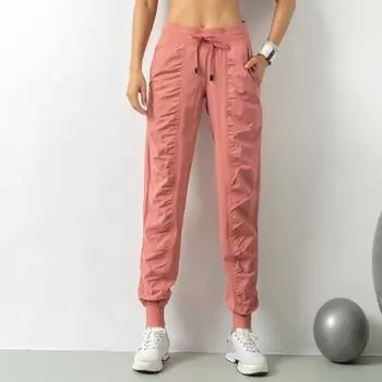 Женские весенние и летние однотонные свободные спортивные штаны для бега, фитнеса, дышащие, со шнурком, скоростные сухие штаны XXS