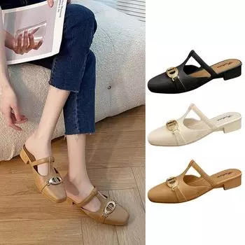 Женские весенние и летние однотонные туфли с закрытым носком и мелким каблуком 39 чёрный