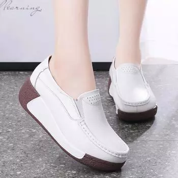 Женские весенние и летние туфли-качалки на толстой подошве и спортивная обувь 35 серый