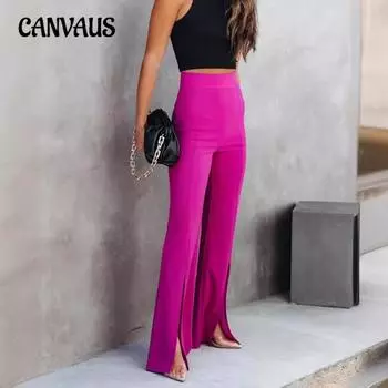 Женские весенние и летние узкие микробрюки с высокой талией, эластичные брюки, повседневные брюки открытого кроя S чёрный