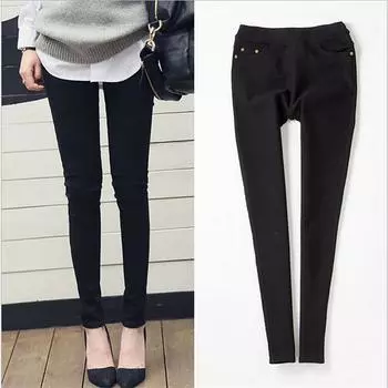 Женские весенние и осенние брюки больших размеров, свободные, однотонные, эластичные, маленькая стопа, девять минут, верхние брюки XXS чёрный