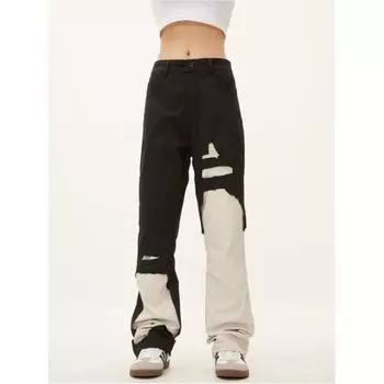 Женские весенние и осенние индивидуальные красивые ретро-брюки в цвете повседневных рабочих брюк со средней посадкой 2XL