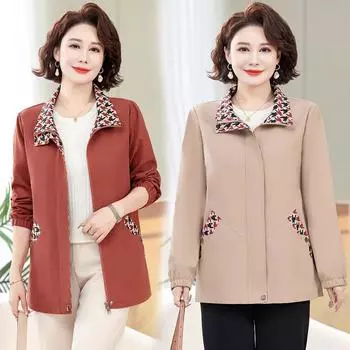 Женские весенние и осенние куртки среднего возраста нового стиля, ветровки в западном стиле XL хаки