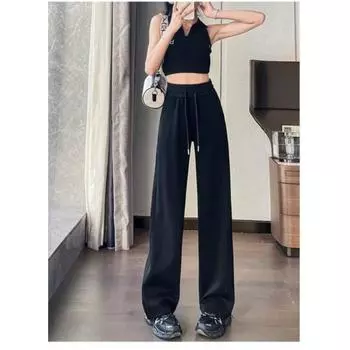 Женские весенние и осенние однотонные спортивные брюки с высокой талией, универсальные повседневные брюки 2XL