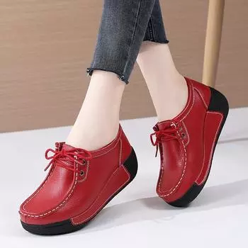 Женские весенние и осенние туфли-бисквиты на толстой подошве, туфли на каблуке-каблуке, одинарные туфли на плоской подошве, спортивная обувь для беременных женщин 35 серый