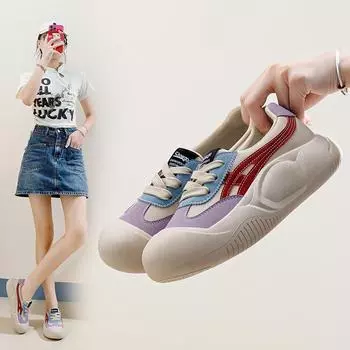 Женские весенние корейские низкие белые кроссовки на платформе 2025 года KT2689 — дышащие и повседневные 39 чёрный