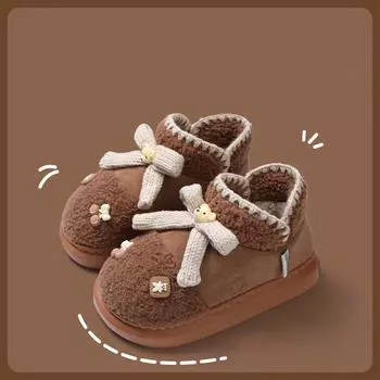 Женские весенние милые мультяшные зимние сапоги повседневные короткие теплые хлопковые домашние сапоги зимние нескользящие флисовые меховые тапочки обувь 36-41 36-37 хаки