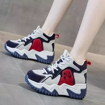 Женские весенние модные туфли 2024 года в корейском стиле на толстой подошве с увеличенной внутренней высотой, универсальный стиль для студентов. 39