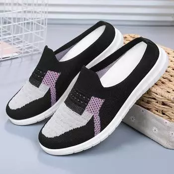 Женские весенние новые дышащие повседневные полутапочки Flyknit, обувь для мам, обувь для ленивости с неглубоким ртом 36