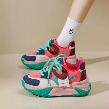 Женские весенние новые модные туфли для папы, кроссовки для отдыха на толстой подошве 35