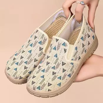 Женские весенние новые одинарные туфли, дышащие туфли для мам, плоская подошва, мягкая подошва, не вонючая, повседневная тканевая обувь для женщин 36