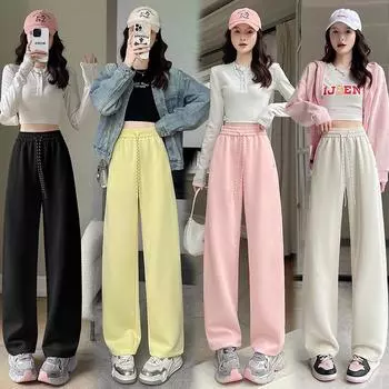 Женские весенние новые заклепки с высокой талией, прямые и повседневные мягкие драпированные утягивающие брюки в пол S