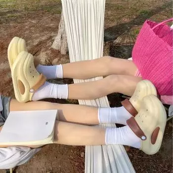 Женские весенние однотонные сандалии на мягкой подошве для отдыха на открытом воздухе, летние повседневные тапочки с рисунком из мультфильмов, толстые, с плоской подошвой, нескользящие, пляжные тапочки, размер 36-41 36-37 розы красного