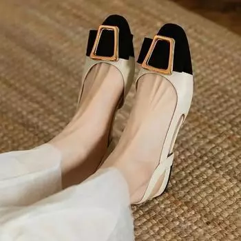 Женские весенние повседневные туфли на низкой мягкой подошве с квадратным носком, балетки в стиле Лолиты, красные туфли на плоской подошве, женские элегантные туфли Мэри Джейн с пряжкой во французском стиле ретро 40 хаки