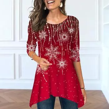 Женские весенние топы с круглым вырезом и принтом из бисера и ниток, модные футболки с длинными рукавами и неровным подолом XS синий