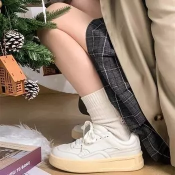 Женские весенние туфли-доски на толстой подошве, универсальные спортивные и повседневные туфли на шнуровке, маленькие белые туфли 35 серый