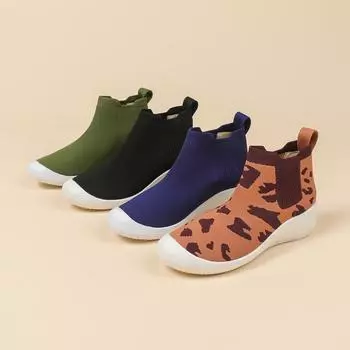 Женские весенние ультралегкие трикотажные короткие ботинки Chelsea, летние повседневные спортивные туфли на толстой подошве с эластичной трикотажной подошвой 35-40 35 чёрный