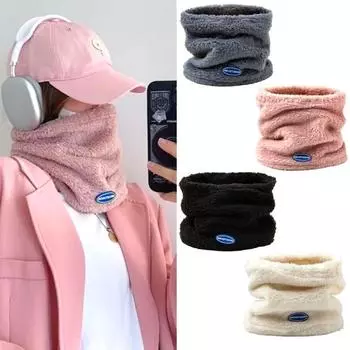 Женские ветрозащитные обертывания для лица, шапочки-бини, плюшевые шарфы, сохраняющие тепло, однотонные, уличные, утолщенные серый