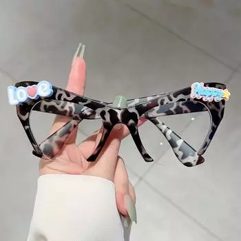 Женские винтажные анти-синие светящиеся очки кошачий глаз женские сексуальные женские полуоправные очки DIY милые декоративные модные бальные наряды плоское зеркало